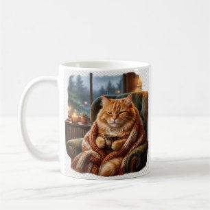 Gemütliche Kaffee-Katzen-Illustration Kaffeetasse