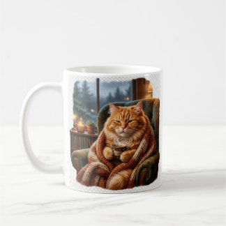 Gemütliche Kaffee-Katzen-Illustration Kaffeetasse