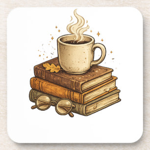 Gemütliche Kaffee- und Buch-Vintage-Ästhetik-Wurfk Getränkeuntersetzer