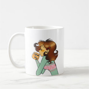 Gemütliche Kaffeemeidchen-Morgenillustration Kaffeetasse