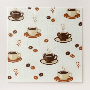 Gemütliche Kaffeetassen Nahtloses Muster Puzzle