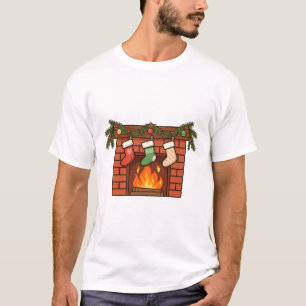 Gemütliche Kamin Strümpfe Weihnachtskunst T-Shirt