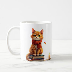 Gemütliche Katz-Lesecke Herbst-Aquarell-Illustrati Kaffeetasse