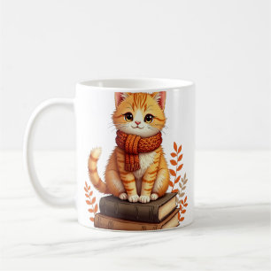 Gemütliche Katz-Leseecke - Herbst-Aquarell-Kunst f Kaffeetasse