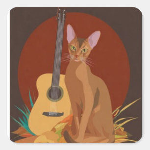 Gemütliche Katze & Gitarre Aufkleber