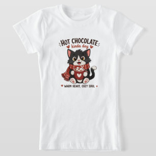 Gemütliche Katze Heiße Schokolade Illustration T-Shirt