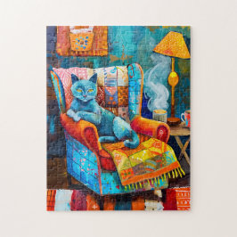 Gemütliche Katze im Sessel Puzzle