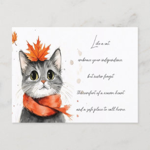 Gemütliche Katze in einem Schal Postkarte