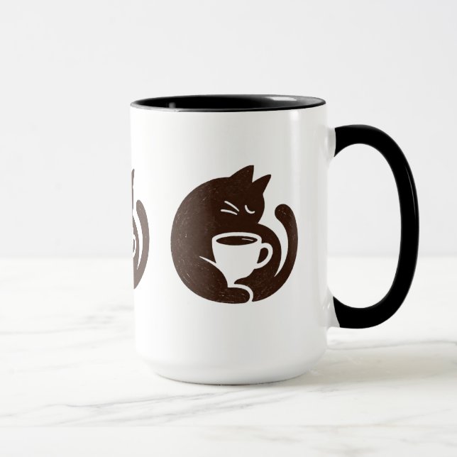 Gemütliche Katze und Kaffeetasse (Rechts)