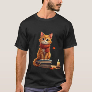 Gemütliche Katzelesekecke Herbst-Aquarell-Illustra T-Shirt