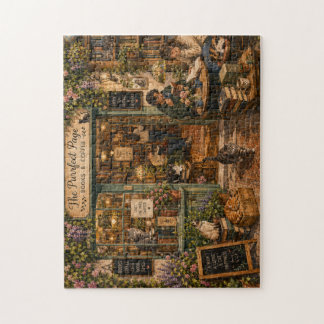 Gemütliche Katzen im Buchladen Wasserfarben-Puzzle Puzzle