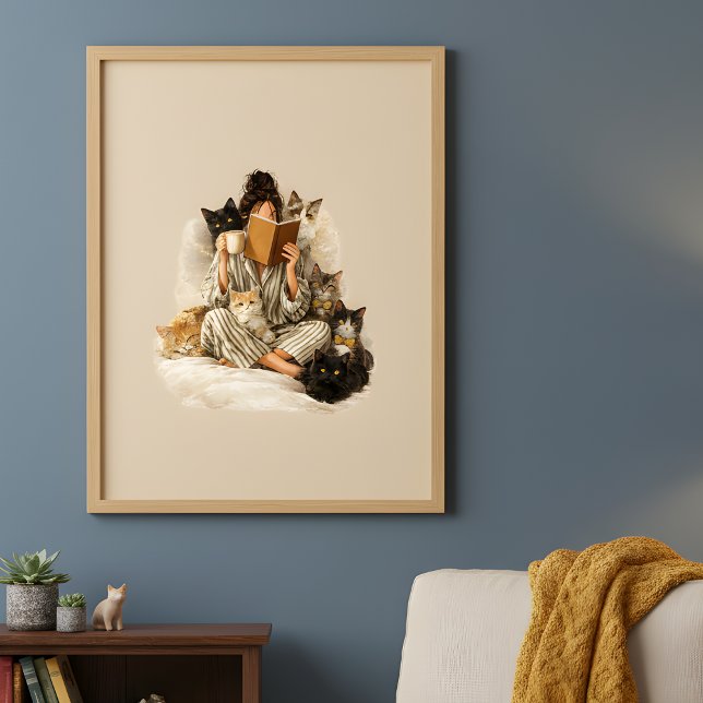 Gemütliche Katzenlady-Lesebereich- & Kaffeeplakat Poster (Von Creator hochgeladen)