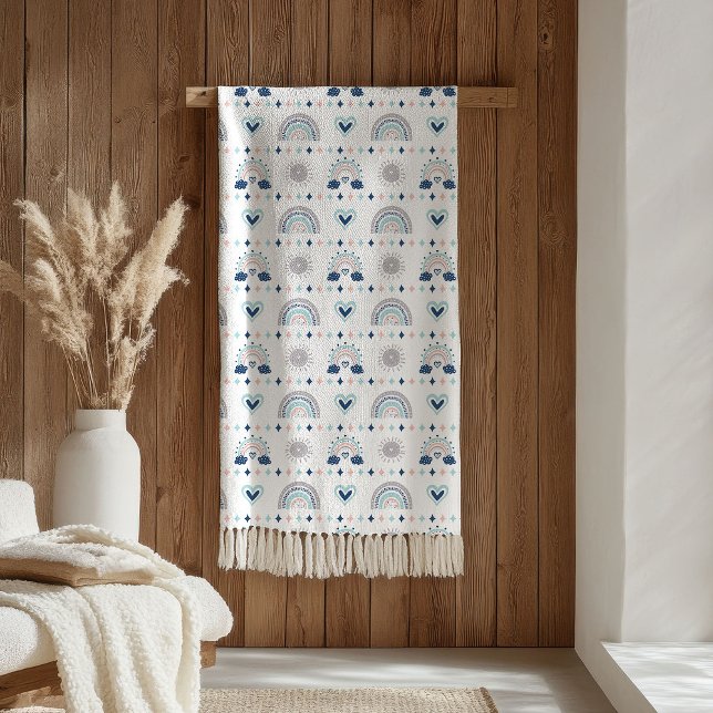 Gemütliche Kinderdecke Pastellrosa und Navy Vibes Fleecedecke (Cozy Kids Blanket Pastel Pink and Navy Vibes)