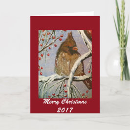 Gemütliche kleine Kardinal-Grußkarte Feiertagskarte