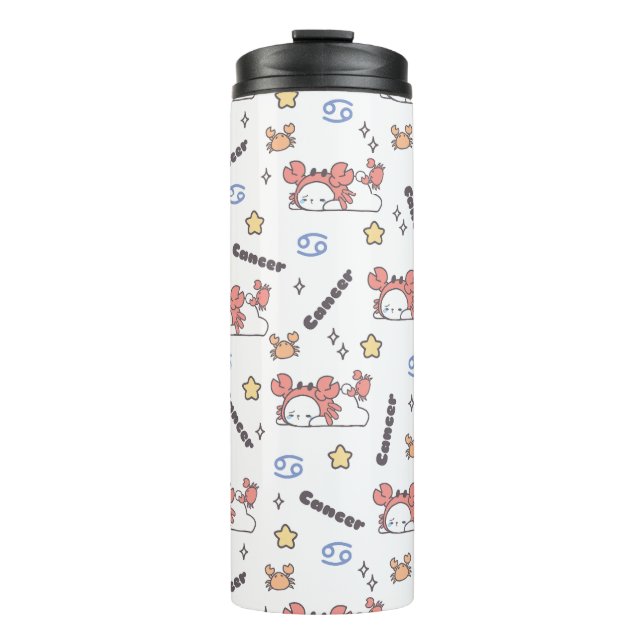 Gemütliche Krebskonstellation Bunny & Crab Zodiac Thermosbecher (Vorderseite)