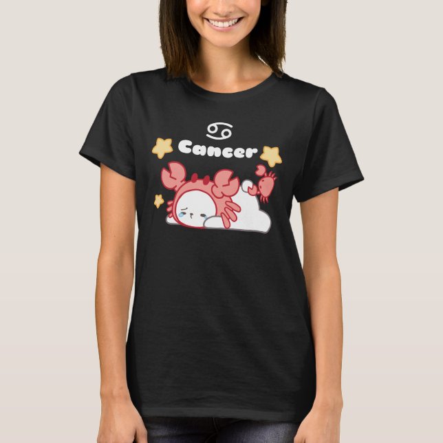 Gemütliche Krebskonstellation Whimsical Bunny & Cr T-Shirt (Vorderseite)
