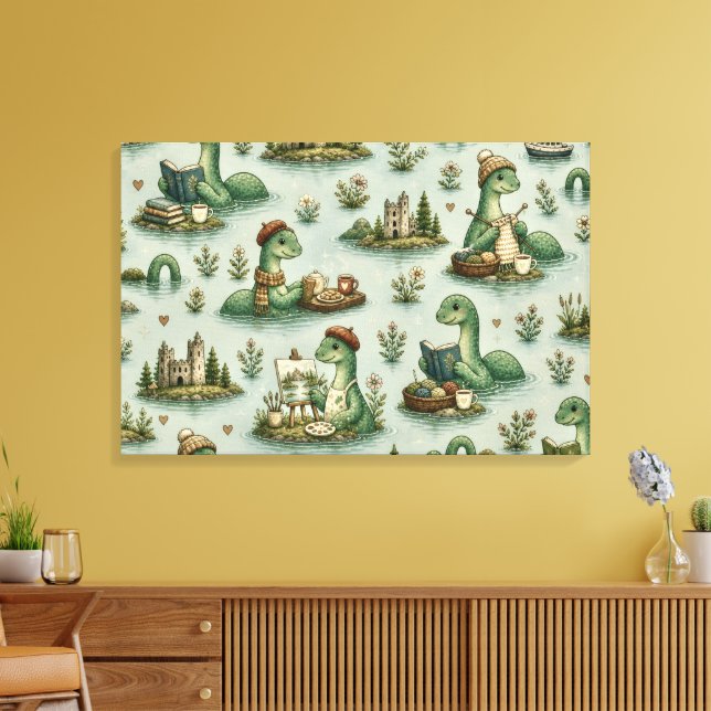 Gemütliche Kryptide Nessie Loch Ness Monster Hobby Leinwanddruck (Insitu (Wohnzimmer))