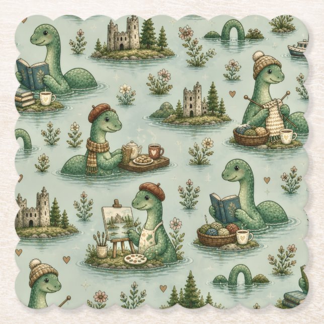 Gemütliche Kryptide Nessie Loch Ness Monster Hobby Untersetzer (Vorderseite)