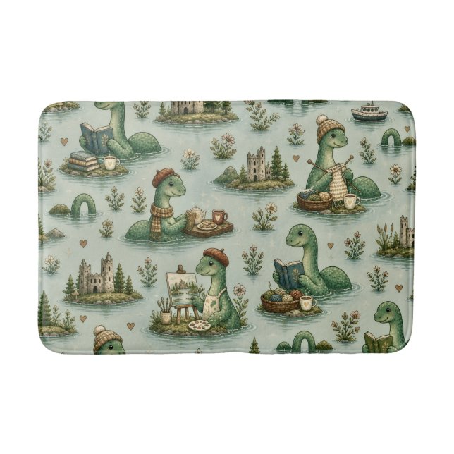 Gemütliche Kryptiden Nessie Loch Ness Monster Hobb Badematte (Vorderseite)