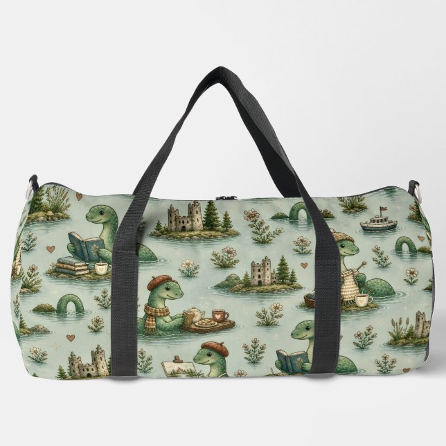 Gemütliche Kryptiden Nessie Loch Ness Monster Hobb Duffle Bag (Vorderseite)