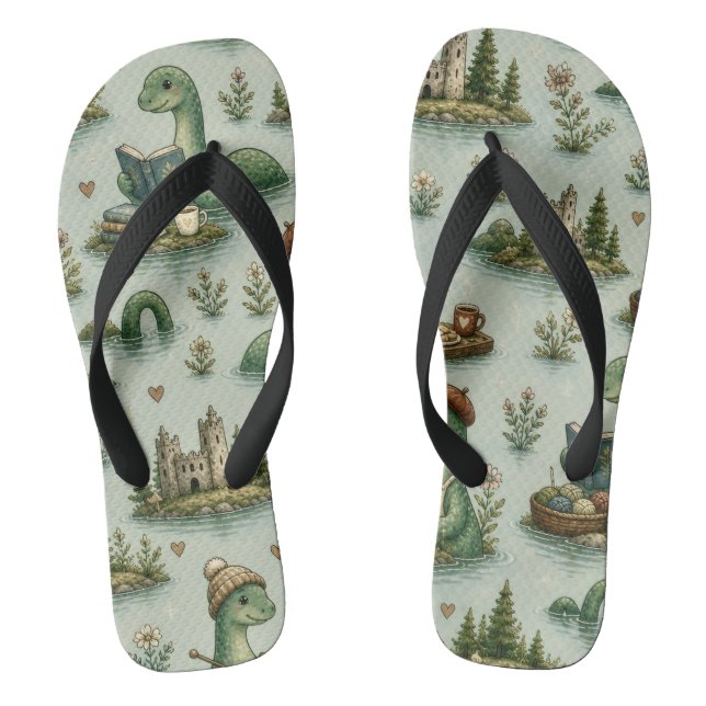 Gemütliche Kryptiden Nessie Loch Ness Monster Hobb Flip Flops (Fußbett)