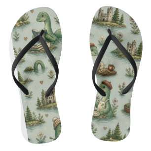 Gemütliche Kryptiden Nessie Loch Ness Monster Hobb Flip Flops