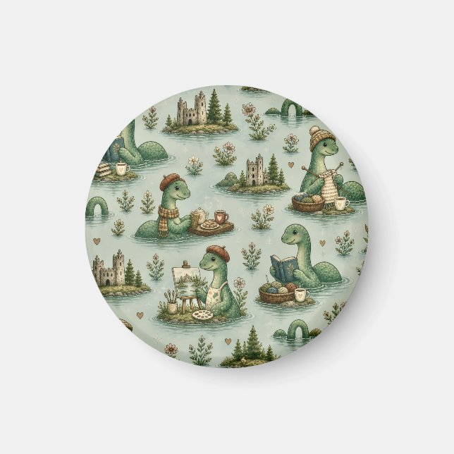 Gemütliche Kryptiden Nessie Loch Ness Monster Hobb Magnet (Vorne)