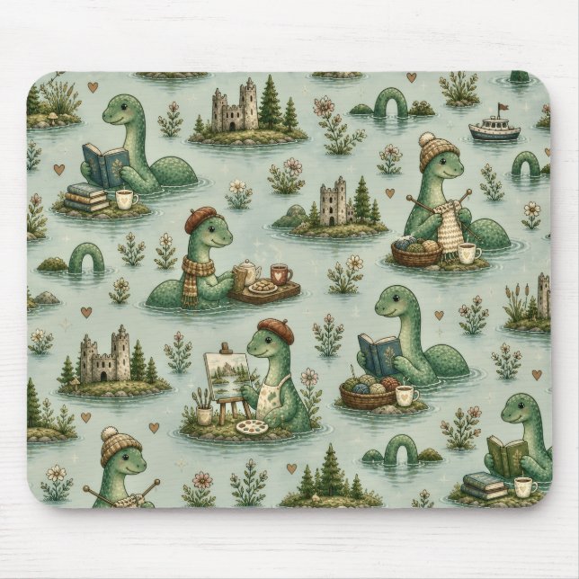 Gemütliche Kryptiden Nessie Loch Ness Monster Hobb Mousepad (Vorne)