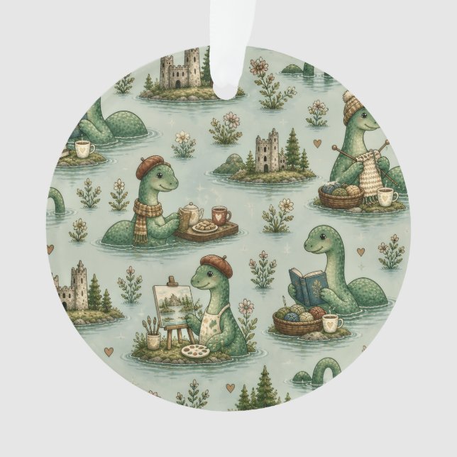 Gemütliche Kryptiden Nessie Loch Ness Monster Hobb Ornament (Vorderseite)