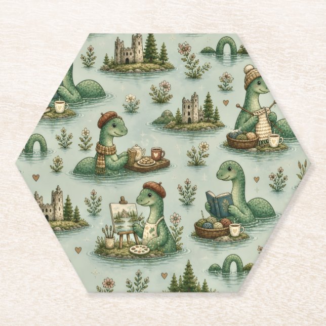 Gemütliche Kryptiden Nessie Loch Ness Monster Hobb Untersetzer (Vorderseite)