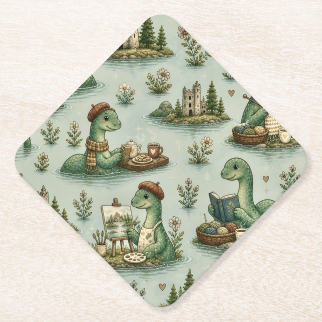 Gemütliche Kryptiden Nessie Loch Ness Monster Hobb Untersetzer (Vorderseite)