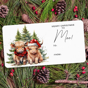 Gemütliche Kühe-Landtiere frohe Weihnachten Adressaufkleber