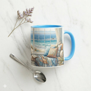 Gemütliche Küstenfensternische Cottagecore Tasse