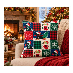 Gemütliche Labrador-Weihnachts-Patchwork-Decke Kissen