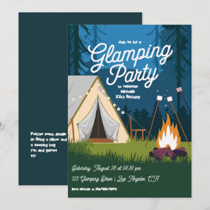 Gemütliche Lagerfeuer- und Zelt-Glamping-Party Einladung