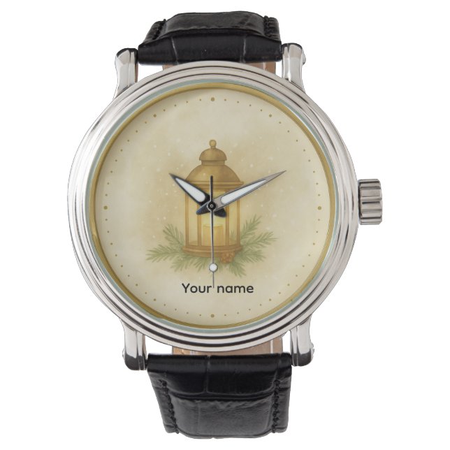 Gemütliche Laternen-Wanduhr Winter – MerryMist War Armbanduhr (Vorderseite)