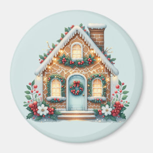 Gemütliche Lebkuchenhütte-Weihnachtsillustration Magnet