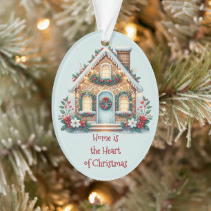 Gemütliche Lebkuchenhütte-Weihnachtsillustration Ornament