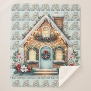 Gemütliche Lebkuchenhütte-Weihnachtsillustration Sherpadecke