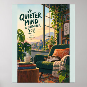 Gemütliche Lesecke-Illustration mit friedlichen Ge Poster
