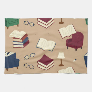 Gemütliche Leseecke Bücher Muster Geschirrtuch