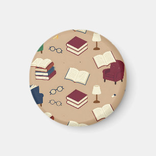 Gemütliche Leseecke Bücher Muster Magnet