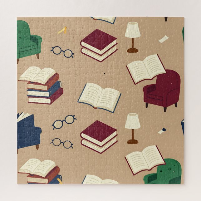 Gemütliche Leseecke Bücher Muster Puzzle (Vertikal)