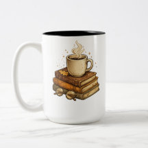 Gemütliche Lesekaffeetasse - Bücher- und Kaffeedes