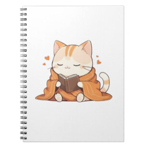 Gemütliche Lesekatze Kawaii Bücherwurm Kätzchen De Notizblock