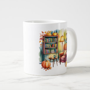 Gemütliche Lesemug — gerahmtes Wandbild & Bücherre Jumbo-Tasse