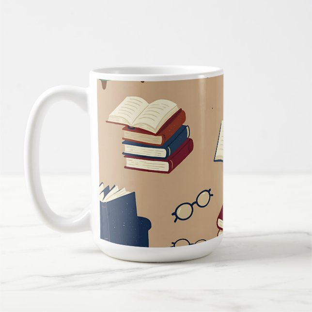 Gemütliche Lesenische Bücher Muster Kaffeetasse (Links)