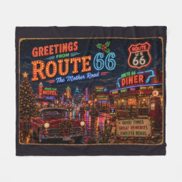 Gemütliche Neon Route 66 Weihnachtsnächte Fleecedecke