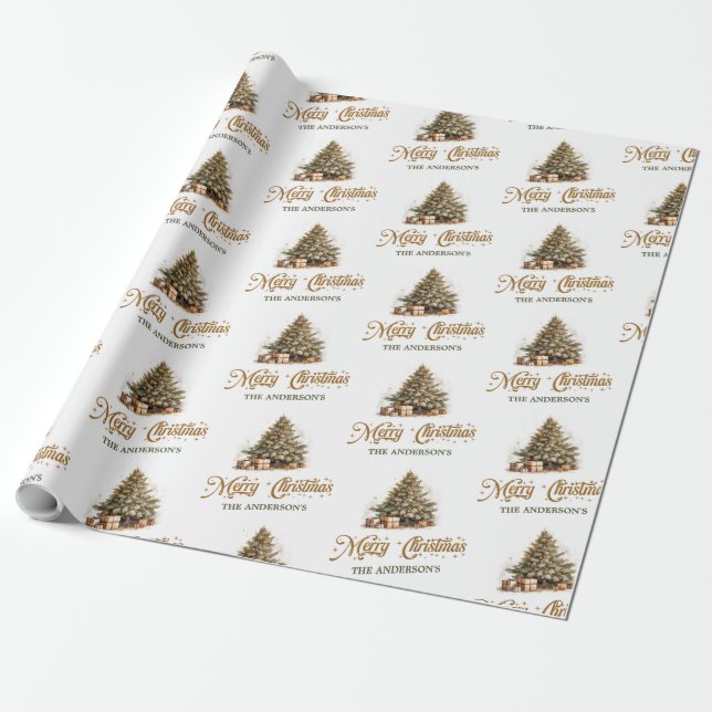 Gemütliche, neutrale Erdtöne Weihnachtsbaumruste Geschenkpapier (Ungerollt)