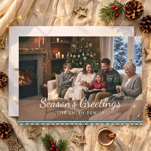 Gemütliche nordische Familienfoto-Weihnachtsfeiert Feiertagskarte